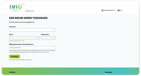 toevoegen adres + rijksregisternummer